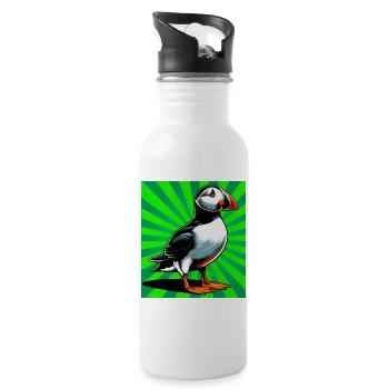 Papageitaucher - Trinkflasche mit integriertem Trinkhalm - Weiß - Rechts