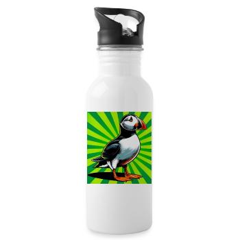 Papageitaucher - Trinkflasche mit integriertem Trinkhalm - Weiß - Rechts