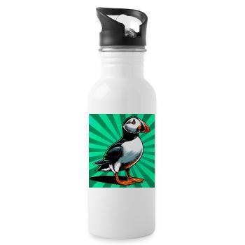 Papageitaucher - Trinkflasche mit integriertem Trinkhalm - Weiß - Rechts