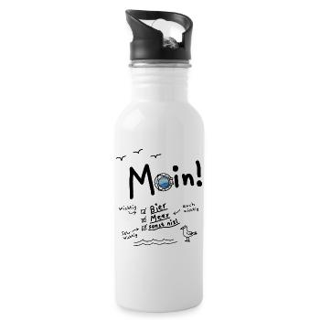 Moin Meer Bier Urlaub - Trinkflasche mit integriertem Trinkhalm - Weiß - Rechts