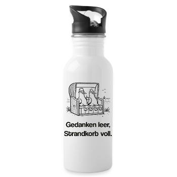 Strandkorb Möwen Shirt – lustiges Nordsee Meme  - Trinkflasche mit integriertem Trinkhalm - Weiß - Rechts
