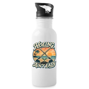 Hoeing is not easy – gardening for women - Water bottle with straw - white - Right