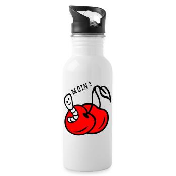 Cherries with worm - Water bottle with straw - white - Right