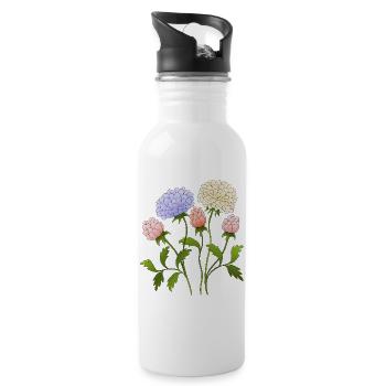 Blumen - Trinkflasche mit integriertem Trinkhalm - Weiß - Rechts