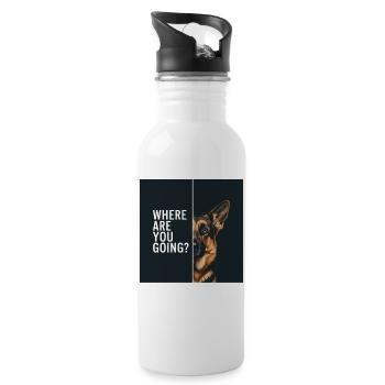 Deutscher Schäferhund für Hundefans Tierfreunde - Trinkflasche mit integriertem Trinkhalm - Weiß - Rechts
