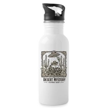 Cowboy Snake UFO Desert Vintage Motif - Water bottle with straw - white - Right