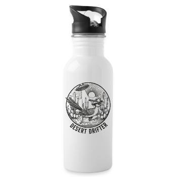 Wüste Roadrunner UFO Retro Western Desert Drifter - Water bottle with straw - white - Right