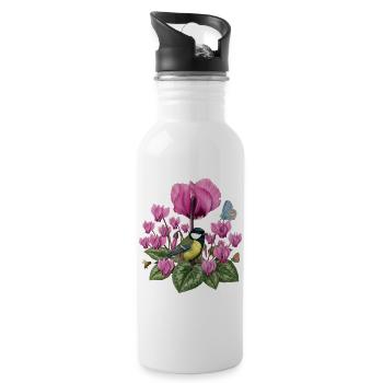 Great and violet floral pink floral pattern - Water bottle with straw - white - Right