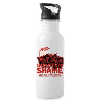 Industry of Shame – Stop Factory Farming - Water bottle with straw - white - Right