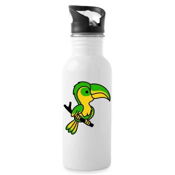 Neon Toucan in Green and Yellow - Water bottle with straw - white - Right