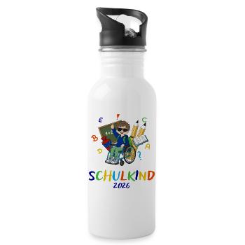 Schulkind 2026: Bunte Inklusion - Trinkflasche mit integriertem Trinkhalm - Weiß - Rechts