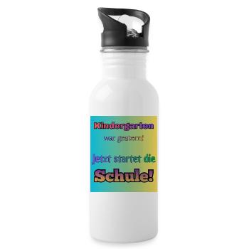 Kindergarten war gestern- Jetzt startet die Schule - Trinkflasche mit integriertem Trinkhalm - Weiß - Rechts