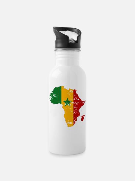 Senegal_Flagge_Afrika_used - Drinkfles met geïntegreerd rietje - wit