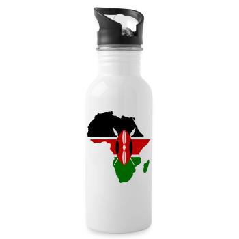 Kenia_Flagge_Afrika_used - Trinkflasche mit integriertem Trinkhalm - Weiß - Rechts