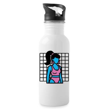 90er Fitness Girl Vaporwave - Trinkflasche mit integriertem Trinkhalm - Weiß - Rechts