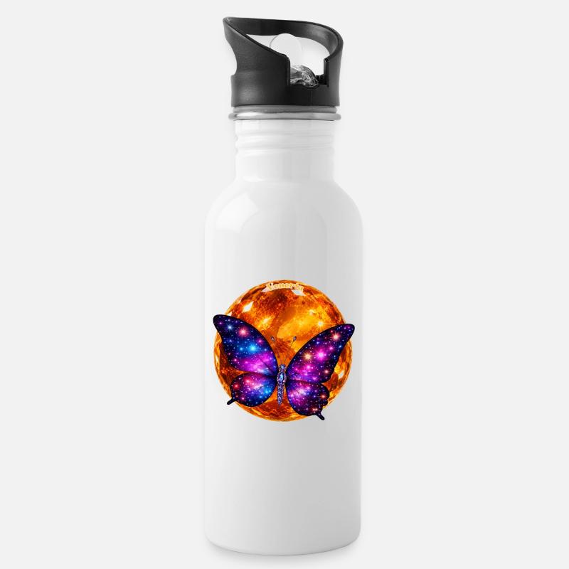 Venerta – Papillon Cosmique du Monde Solaire - Gourde avec paille intégrée - blanc