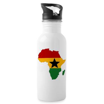 Ghana Flag Africa - Water bottle with straw - white - Right