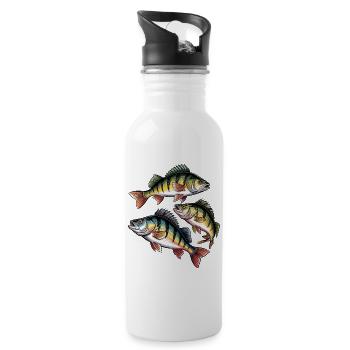 Barsch Motiv - Trinkflasche mit integriertem Trinkhalm - Weiß - Rechts