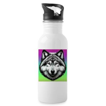 Wolf - Trinkflasche mit integriertem Trinkhalm - Weiß - Rechts