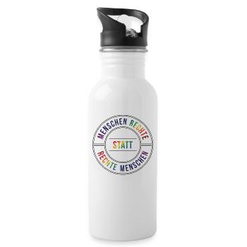 Menschenrechte Statt Rechte Menschen Spruch - Trinkflasche mit integriertem Trinkhalm - Weiß - Rechts
