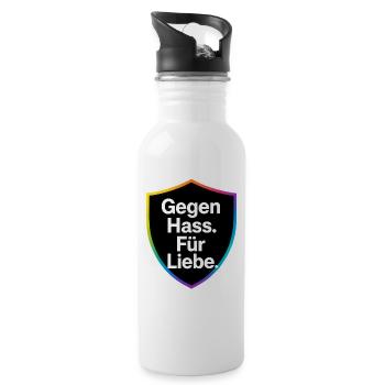 Gegen Hass Für Liebe Schild Design - Trinkflasche mit integriertem Trinkhalm - Weiß - Rechts