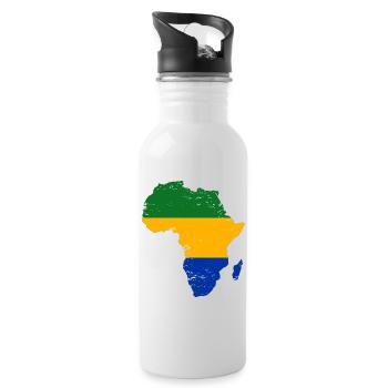Gabon_Flagge_Afrika_used - Water bottle with straw - white - Right