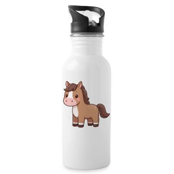 Niedliches Pferd Pferdchen Geschenk Reiter - Trinkflasche mit integriertem Trinkhalm - Weiß - Rechts