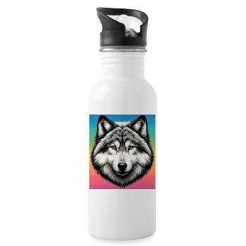 Wolf - Trinkflasche mit integriertem Trinkhalm - Weiß - Rechts