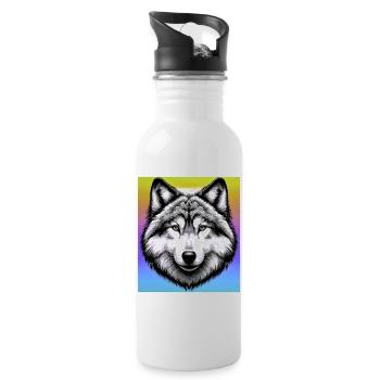 Wolf - Trinkflasche mit integriertem Trinkhalm - Weiß - Rechts