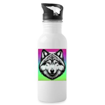Wolf - Trinkflasche mit integriertem Trinkhalm - Weiß - Rechts