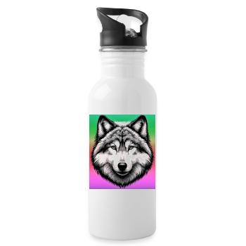 Wolf - Trinkflasche mit integriertem Trinkhalm - Weiß - Rechts