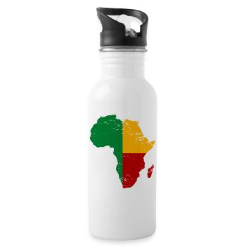 Benin Flag Africa used - Water bottle with straw - white - Right
