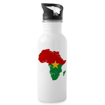 Burkina-Faso_Flagge_Afrika_used - Trinkflasche mit integriertem Trinkhalm - Weiß - Rechts