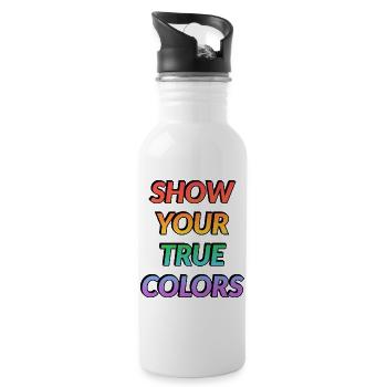 Zeig deine wahren Farben LGBT-Stolz - Trinkflasche mit integriertem Trinkhalm - Weiß - Rechts