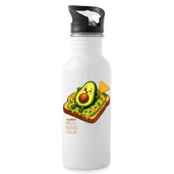 Kawaii avocado on toast - Water bottle with straw - white - Right