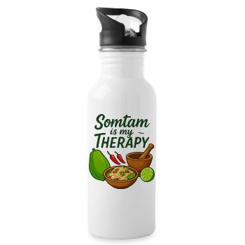 Somtam is my theraphy - Thailand Love - Water bottle with straw - white - Right