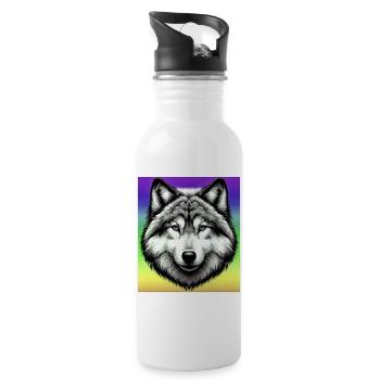 Wolf - Water bottle with straw - white - Right