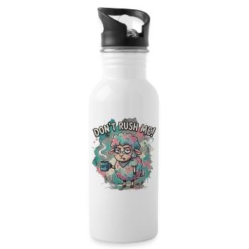 Don't Rush Me Coffee Sheep Cartoon - Water bottle with straw - white - Right