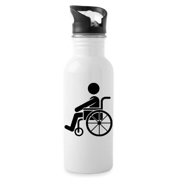 Man in wheelchair - Water bottle with straw - white - Right