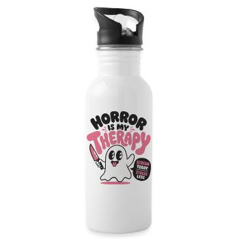 Horror Is My Therapy Ghost - Water bottle with straw - white - Right