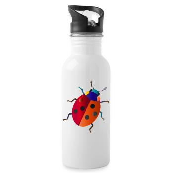 Bunter Marienkäfer Cartoon Stil  - Trinkflasche mit integriertem Trinkhalm - Weiß - Rechts