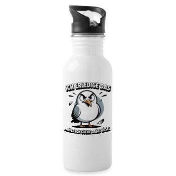 Ich mach das Möwe lustiger Büro Spruch - Trinkflasche mit integriertem Trinkhalm - Weiß - Rechts