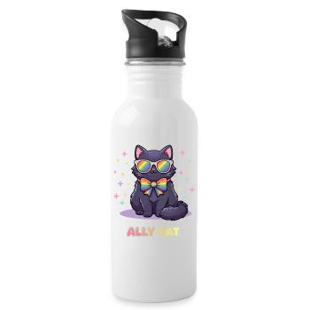 Pride Month LGBTQ - Ally Cat - Water bottle with straw - white - Right