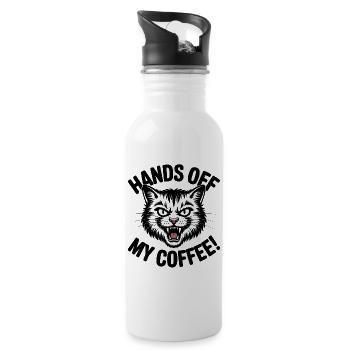 Weg von meinem Kaffee - Trinkflasche mit integriertem Trinkhalm - Weiß - Rechts