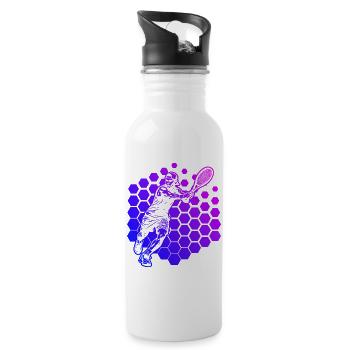 Geschenkidee für einen Tennis mit Tennis - Trinkflasche mit integriertem Trinkhalm - Weiß - Rechts