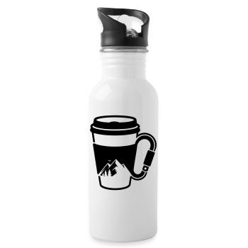 Coffee Carabiner Mountains Outdoor Adventure - Water bottle with straw - white - Right