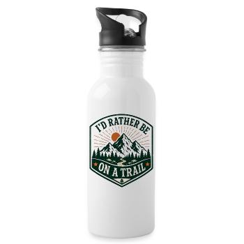 Ich wäre lieber auf einem Pfad - Trinkflasche mit integriertem Trinkhalm - Weiß - Rechts
