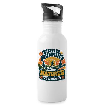 Trailrunning Natur's Laufband Retro - Trinkflasche mit integriertem Trinkhalm - Weiß - Rechts