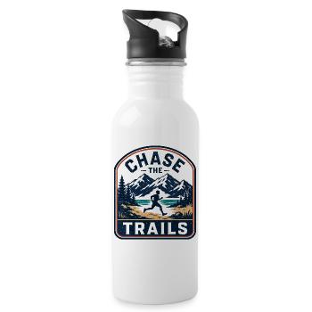 Badge de coureur de montagne Chase the Trails - Gourde avec paille intégrée - blanc - Droite