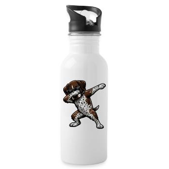 Dabbing Deutsch Kurzhaar - Trinkflasche mit integriertem Trinkhalm - Weiß - Rechts